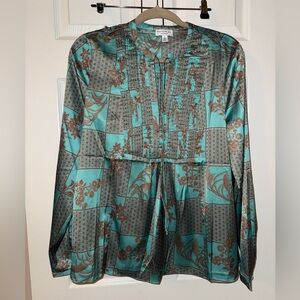Current Air Women’s Teal and Brown Floral Blouse